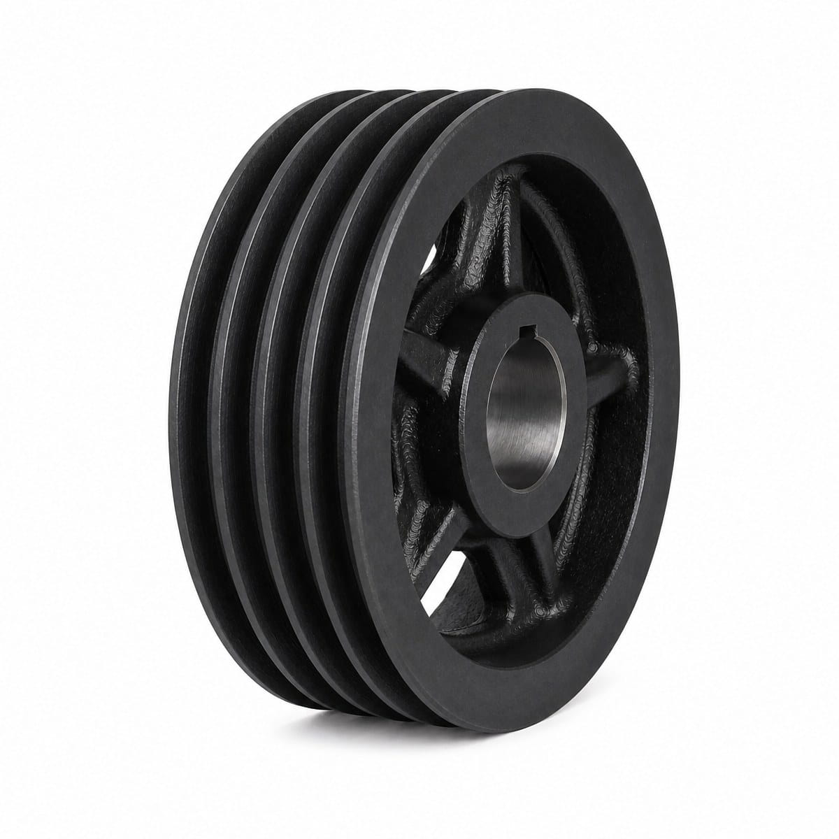 4-Groove V-Belt Pulley Four groove cast iron V-belt pulley with keyed bore