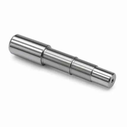 CNC turned stepped steel shaft with ground journals and centre hole