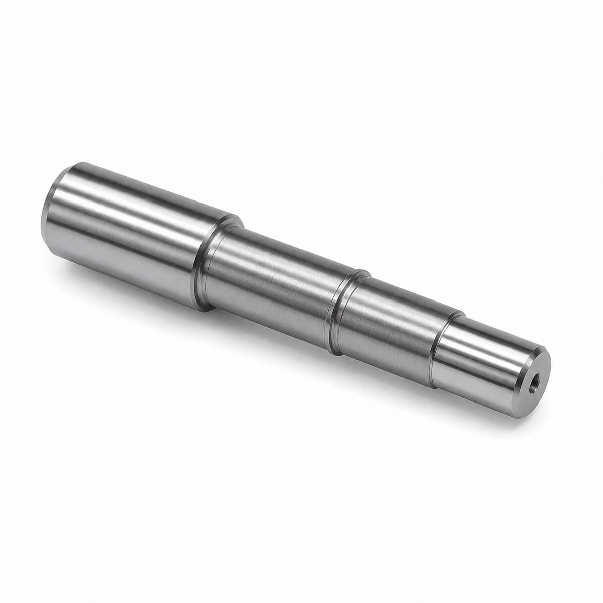 Custom CNC Turned Shaft CNC turned stepped steel shaft with ground journals and centre hole