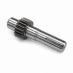 CNC machined steel gear shaft with integral spur gear, stepped journals and keyway