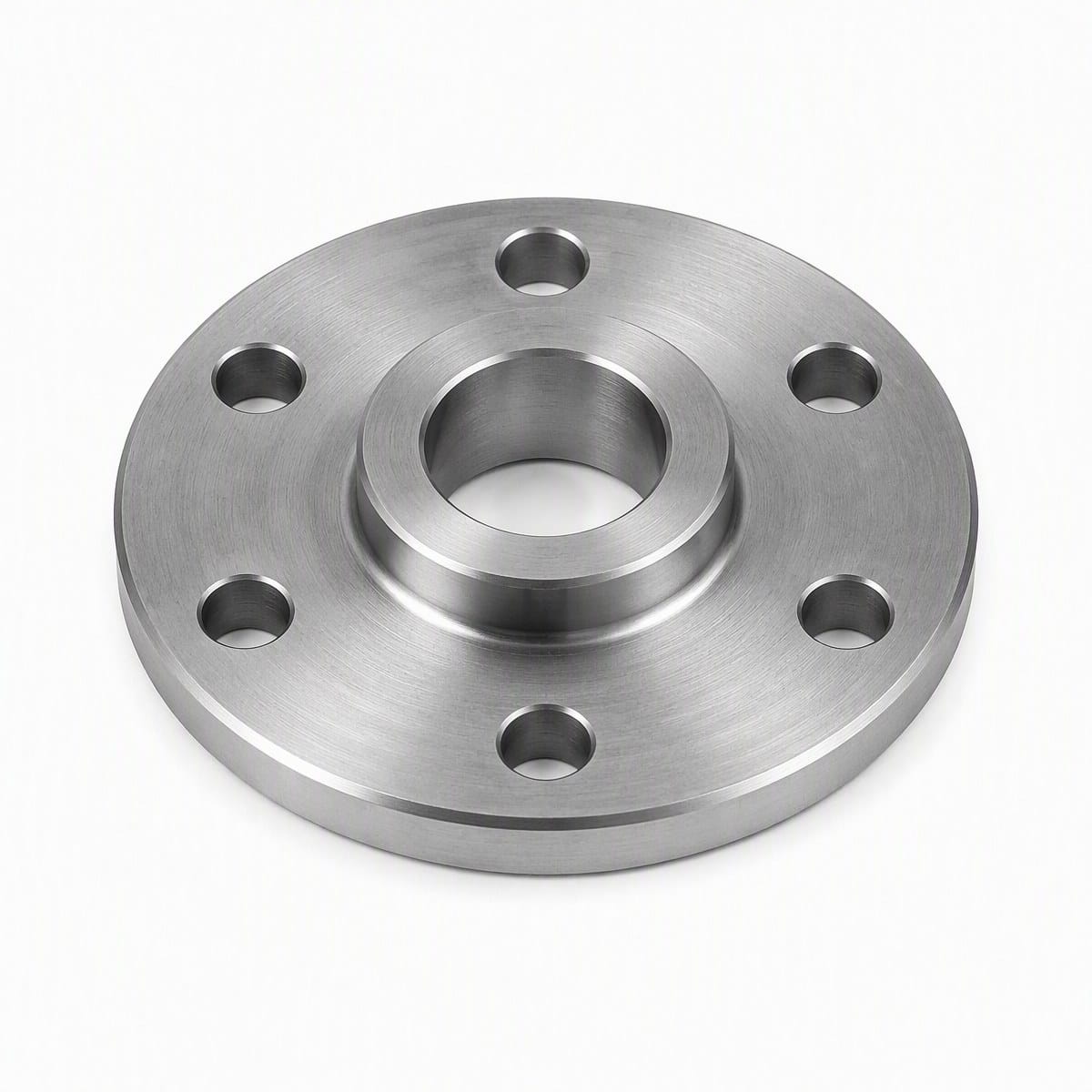 Custom Precision Flange CNC turned steel flange with centre hub, bore and six bolt holes