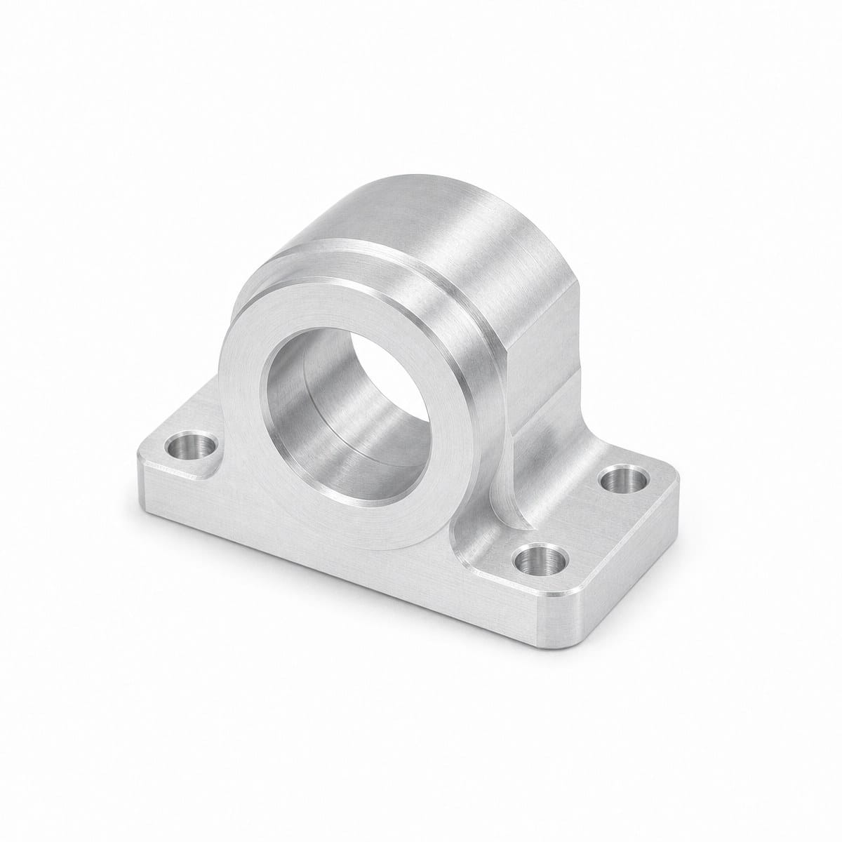 Custom Aluminum Machined Part CNC machined aluminium bearing housing with bore and mounting holes