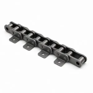 Double pitch conveyor chain with A1 bent attachment plates on one side