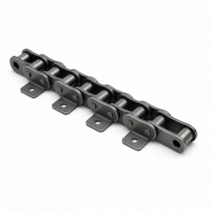 Double pitch conveyor chain with A1 bent attachment plates on one side