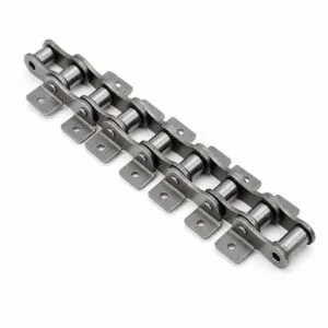 Double pitch conveyor chain with K1 bent attachment plates on both sides