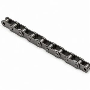 Double pitch roller conveyor chain with straight side plates