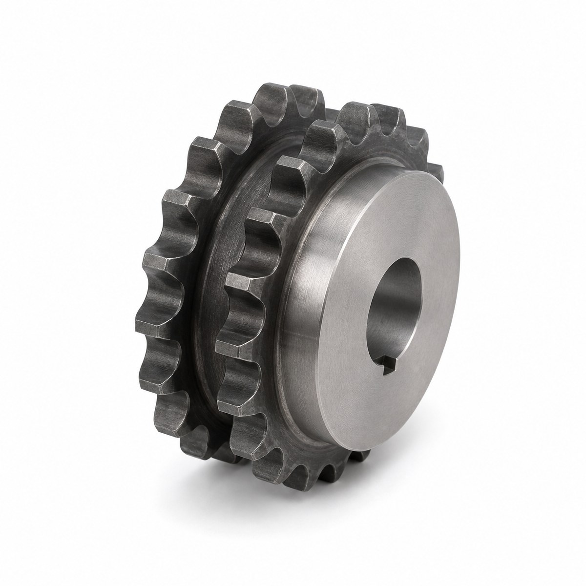 Duplex Sprocket Duplex roller chain sprocket with two tooth rows and hub