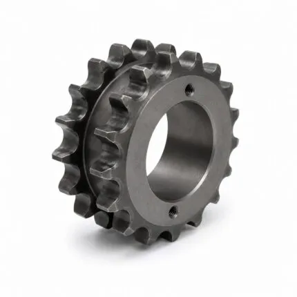 Duplex taper bore sprocket with two tooth rows for taper lock bushing