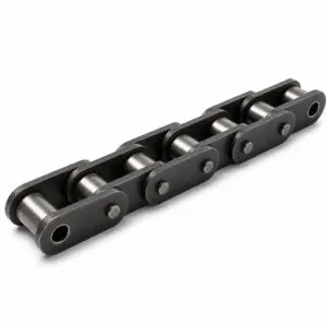 Heavy-duty engineering conveyor chain with straight side plates and hardened rollers