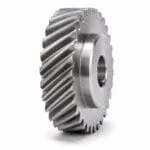 Left-hand steel helical gear with hub and bore