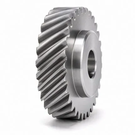 Left-hand steel helical gear with hub and bore
