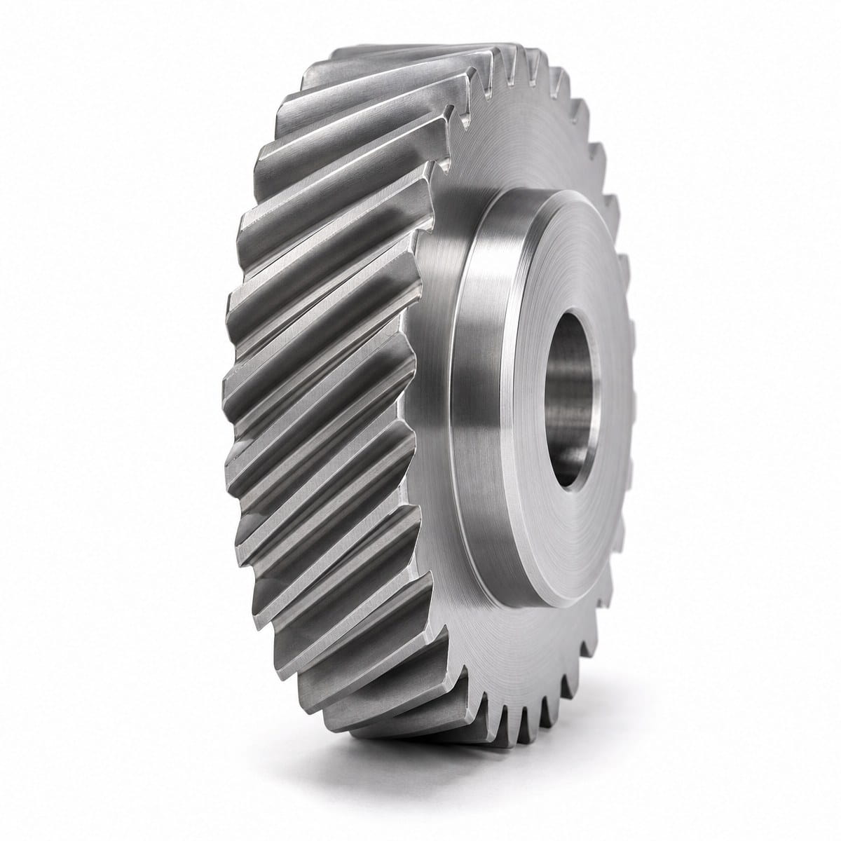 Left-Hand Helical Gear Left-hand steel helical gear with hub and bore