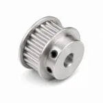 HTD timing pulley in aluminium with curvilinear teeth, flanges and set-screw hub