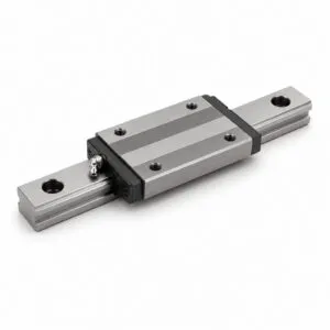 Low-profile linear guide carriage block on rail