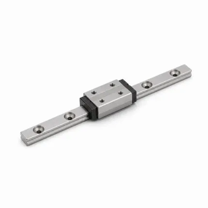 Miniature narrow linear guide block on stainless steel rail