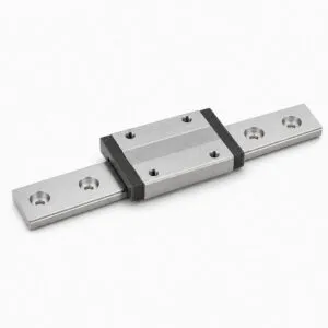 Miniature wide linear guide block on wide stainless steel rail