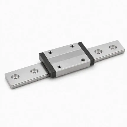 Miniature wide linear guide block on wide stainless steel rail
