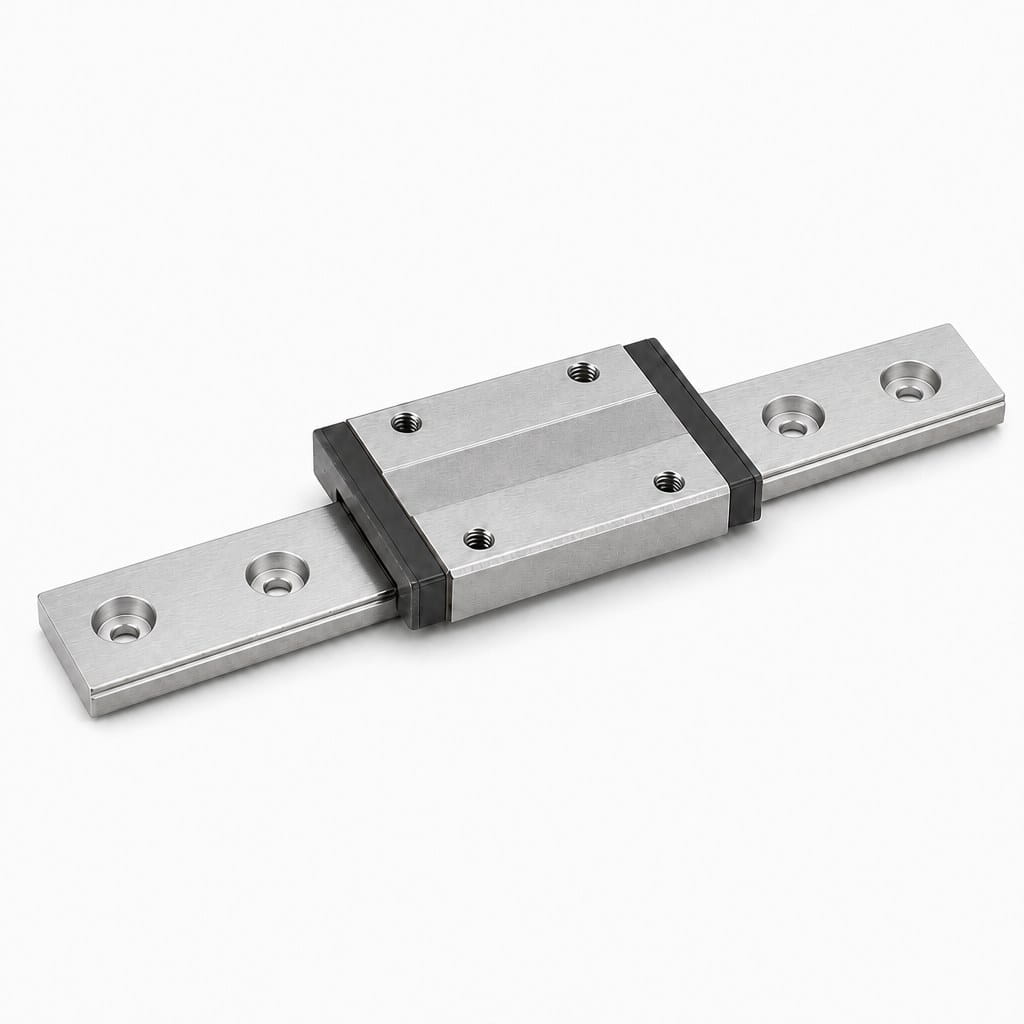 Miniature Wide Linear Guide (MGW) Miniature wide linear guide block on wide stainless steel rail