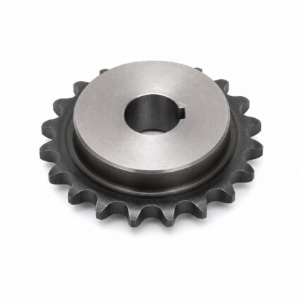 Simplex roller chain sprocket with hub and keyed bore