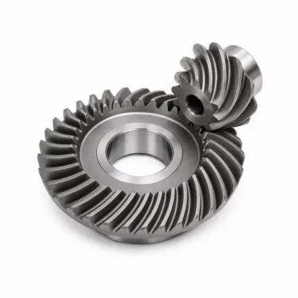 Spiral bevel gear and pinion set in hardened steel