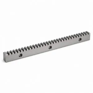 Precision spur gear rack in ground steel with counterbored mounting holes