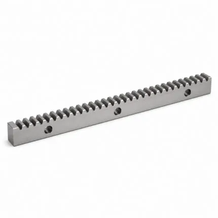 Precision spur gear rack in ground steel with counterbored mounting holes