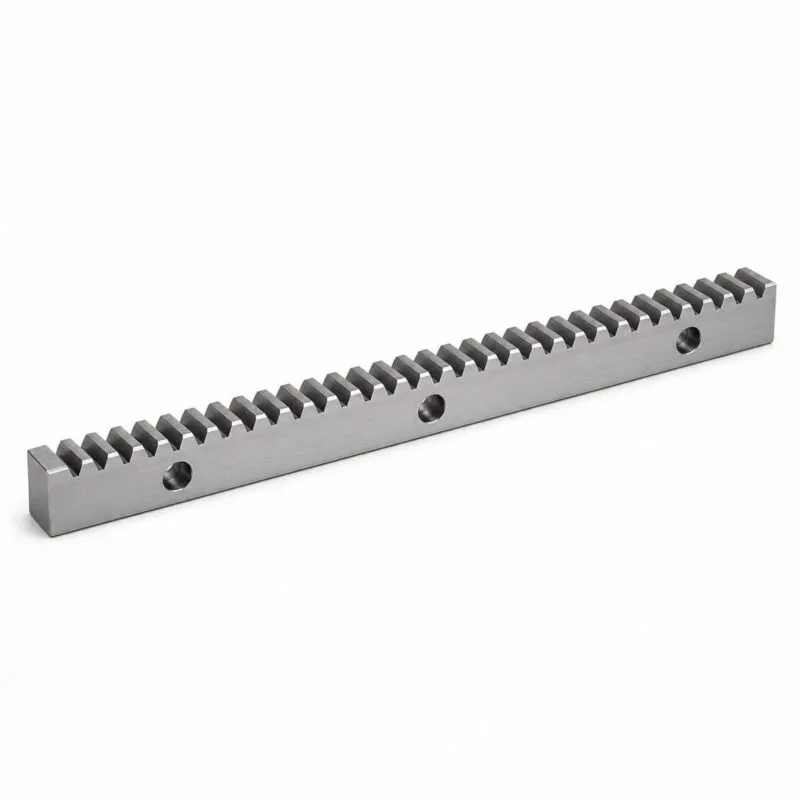 Precision spur gear rack in ground steel with counterbored mounting holes