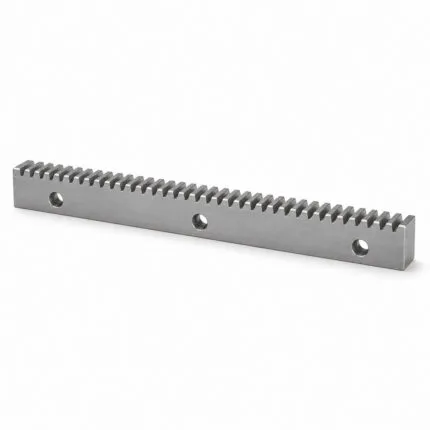 Galvanized steel M4 gear rack with welded mounting tabs for sliding gates