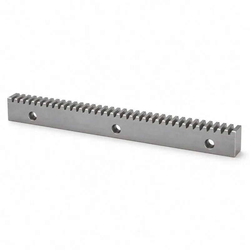 Galvanized steel M4 gear rack with welded mounting tabs for sliding gates