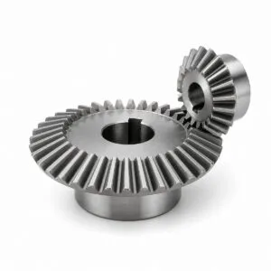 Straight bevel gear and pinion reduction set with keyed bores