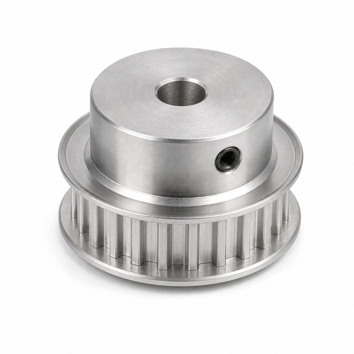 T and AT Timing Pulley Metric T and AT series aluminium timing pulley with trapezoidal teeth and hub