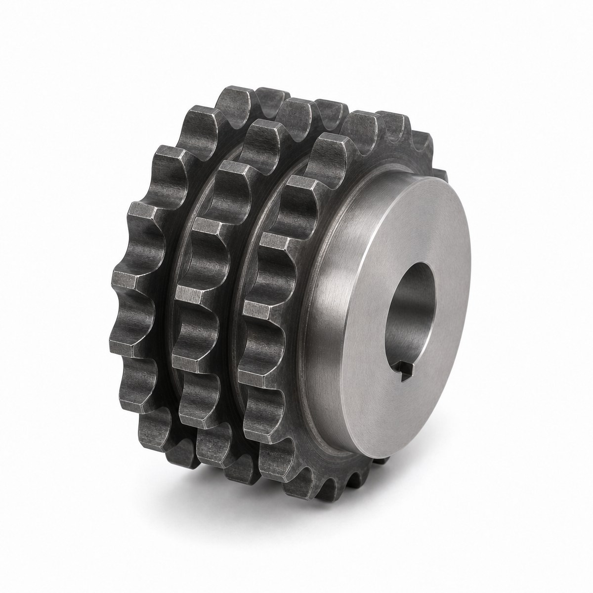 Triplex Sprocket Triplex roller chain sprocket with three tooth rows and hub