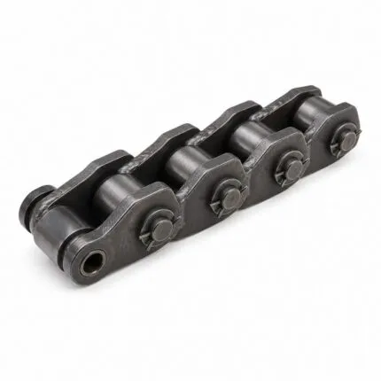 Welded steel roller chain with offset sidebars and rollers for heavy conveyors
