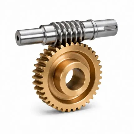 Worm gear set with steel worm shaft and bronze worm wheel