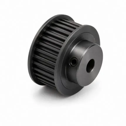 Inch pitch XL L H MXL timing pulley in black-oxide steel with flanges